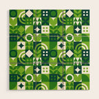 Green eco friendly nature geometric mosaic pattern Wood Wall Art Gallery Image 1