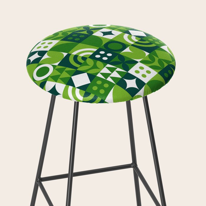 Green eco friendly nature geometric mosaic pattern Stool Gallery Image 2