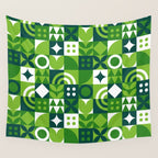 Green eco friendly nature geometric mosaic pattern Wall Tapestry Gallery Image 4