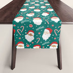 Peppermint Santas on Vivid Teal Table Runner Gallery Image 1