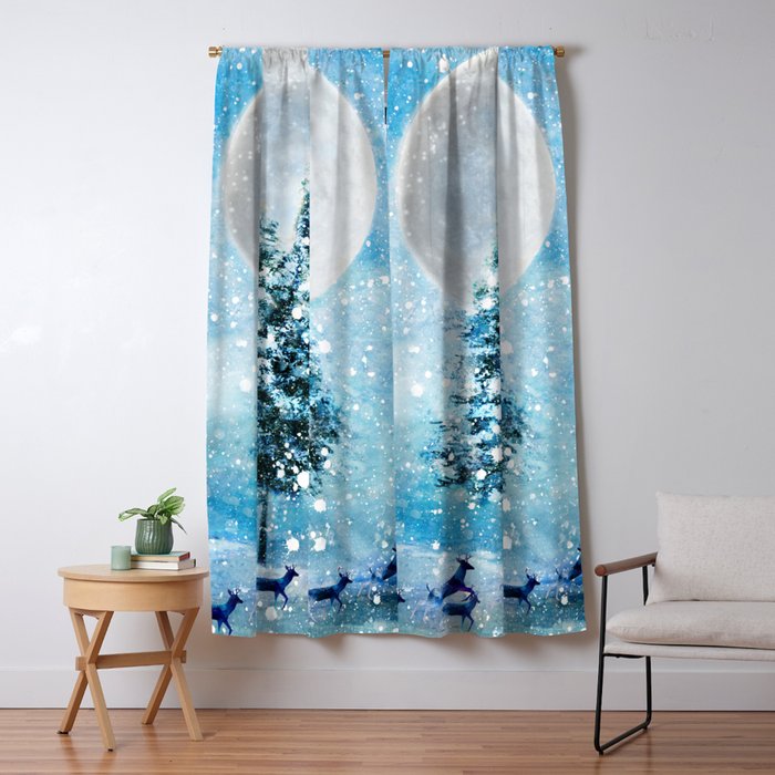 Winter Night 4 Window Curtain Gallery Image 5