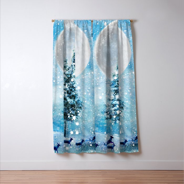 Winter Night 4 Window Curtain Gallery Image 3