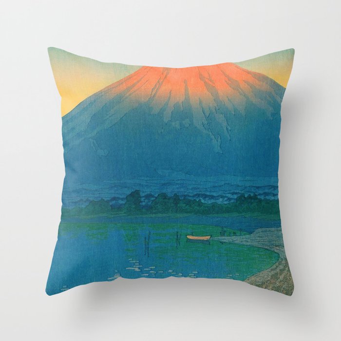 Lake Yamanaka and Mt.Fuji by Kawase Hasui Throw Pillow Gallery Image 6