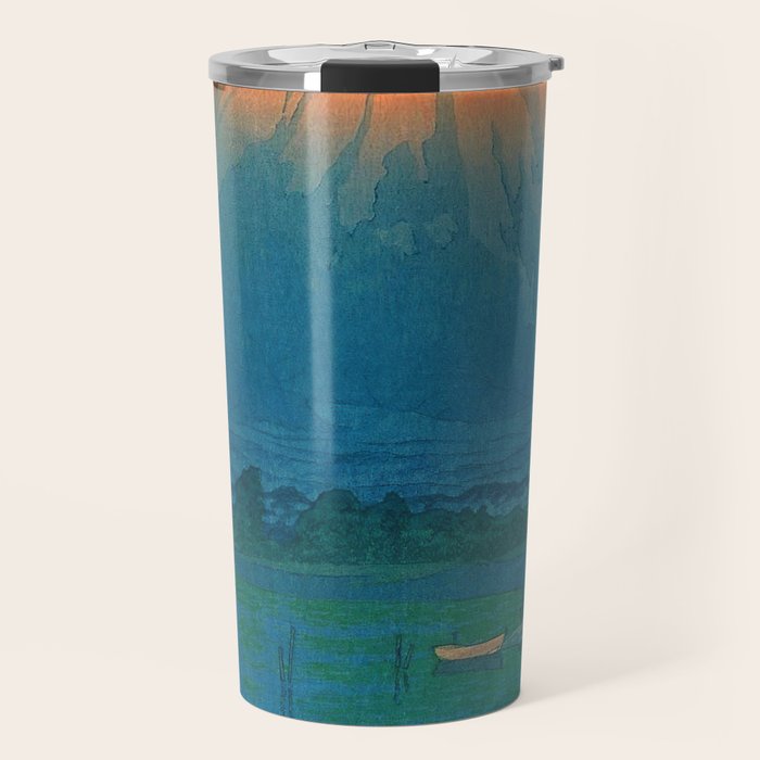 Lake Yamanaka and Mt.Fuji by Kawase Hasui Travel Mug Gallery Image 1