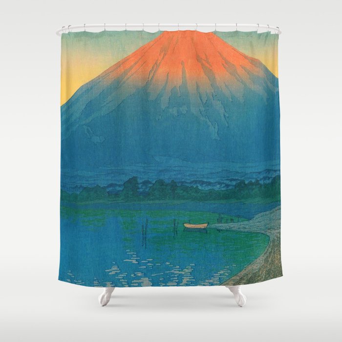 Lake Yamanaka and Mt.Fuji by Kawase Hasui Shower Curtain Gallery Image 1