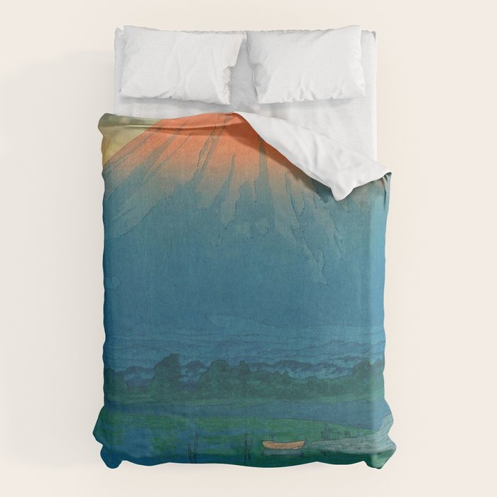Lake Yamanaka and Mt.Fuji by Kawase Hasui Duvet Cover Gallery Image 6