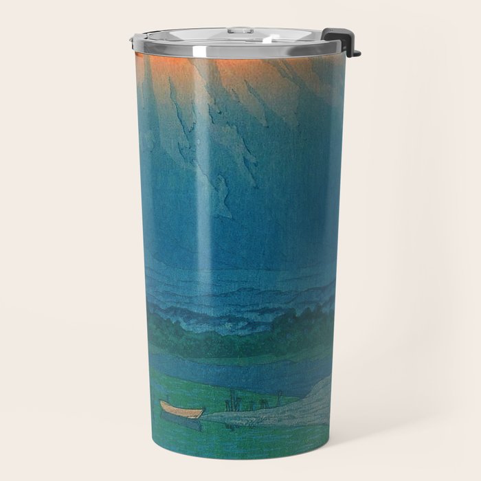 Lake Yamanaka and Mt.Fuji by Kawase Hasui Travel Mug Gallery Image 2