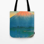 Lake Yamanaka and Mt.Fuji by Kawase Hasui Tote Bag Gallery Image 1