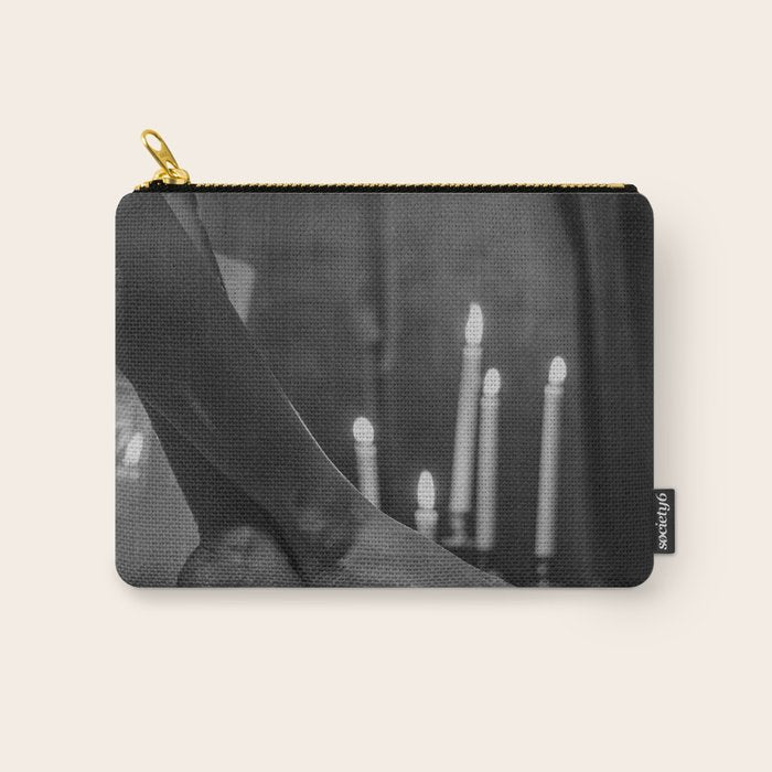 Let it all hang out; female portrait with candles in the bathtub black and white photograph - photography - photographs Carry All Pouch Gallery Image 1