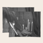 Let it all hang out; female portrait with candles in the bathtub black and white photograph - photography - photographs Placemat Gallery Image 1