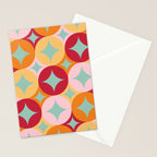 Merry and Bright, Christmas, Retro Art, Orange, Pink, Red, Yellow, Teal Stationery Card Gallery Image 2