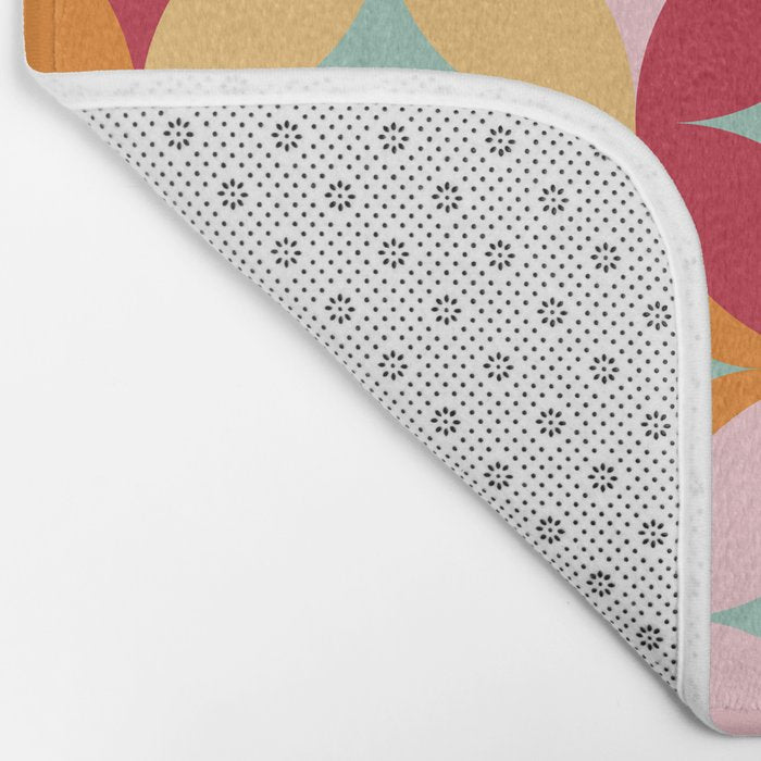Merry and Bright, Christmas, Retro Art, Orange, Pink, Red, Yellow, Teal Bath Mat Gallery Image 2