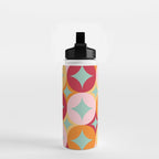 Merry and Bright, Christmas, Retro Art, Orange, Pink, Red, Yellow, Teal Water Bottle Gallery Image 2