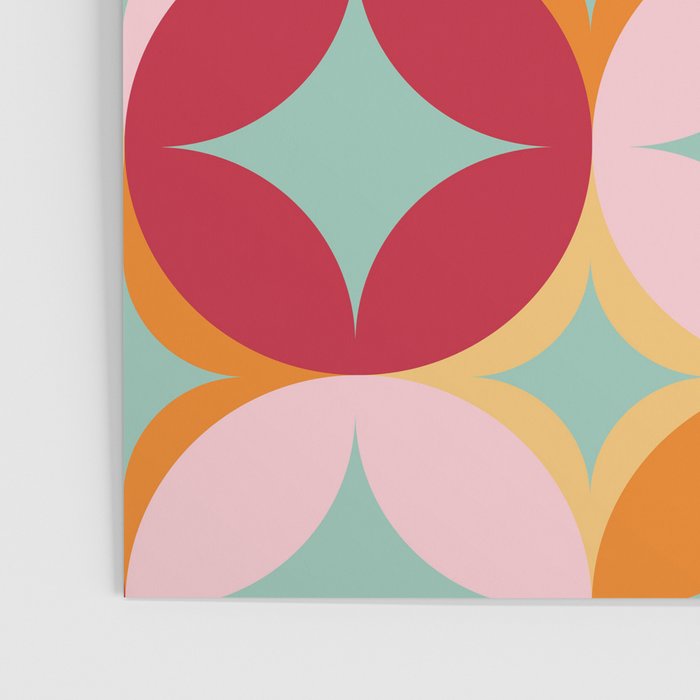 Merry and Bright, Christmas, Retro Art, Orange, Pink, Red, Yellow, Teal Poster Gallery Image 3