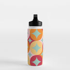 Merry and Bright, Christmas, Retro Art, Orange, Pink, Red, Yellow, Teal Water Bottle Gallery Image 3