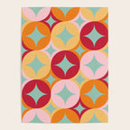 Merry and Bright, Christmas, Retro Art, Orange, Pink, Red, Yellow, Teal Poster Gallery Image 4