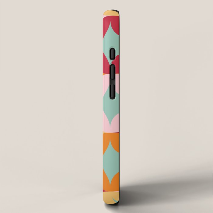 Merry and Bright, Christmas, Retro Art, Orange, Pink, Red, Yellow, Teal iPhone Case Gallery Image 2