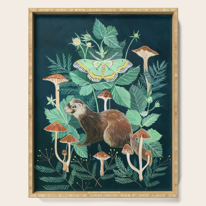 Ferret and Moth Serving Tray Gallery Image 1