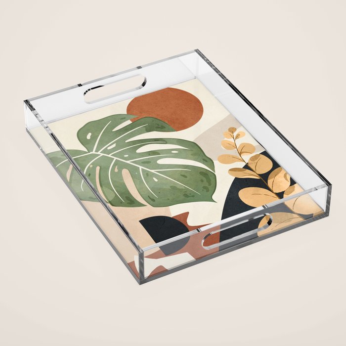 Branches and Leaves in an Abstraction 01 Acrylic Tray Gallery Image 1