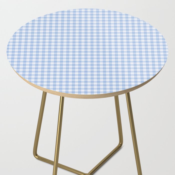 Gingham Plaid Pattern - Natural Sky Blue Side Table Gallery Image 2