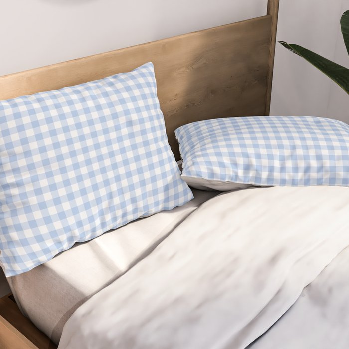 Gingham Plaid Pattern - Natural Sky Blue Pillow Sham Gallery Image 2