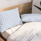 Gingham Plaid Pattern - Natural Sky Blue Pillow Sham Gallery Image 2
