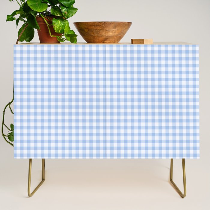 Gingham Plaid Pattern - Natural Sky Blue Credenza Gallery Image 1