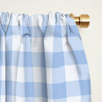 Gingham Plaid Pattern - Natural Sky Blue Window Curtain Gallery Image 2