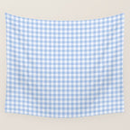 Gingham Plaid Pattern - Natural Sky Blue Wall Tapestry Gallery Image 4