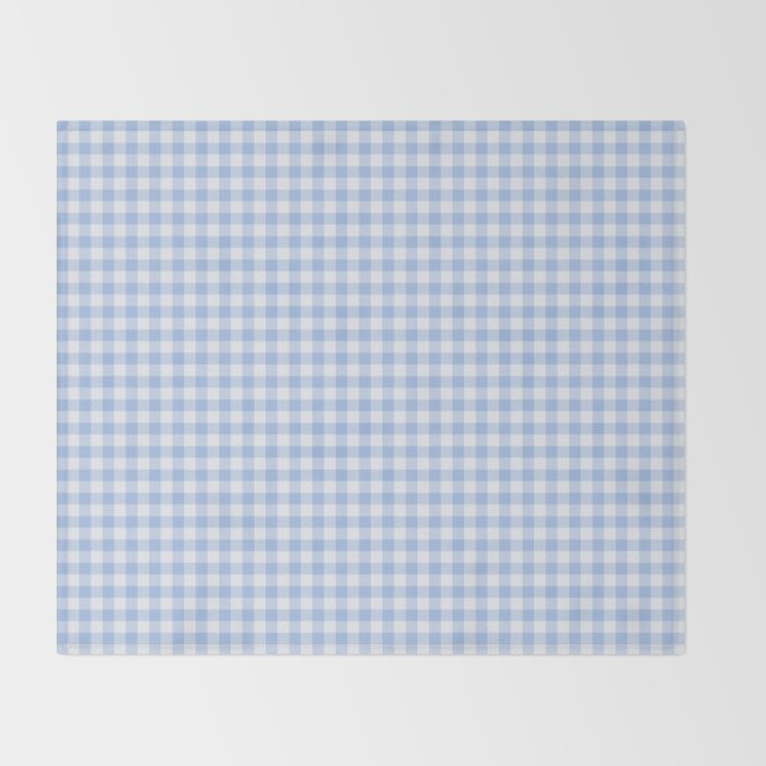 Gingham Plaid Pattern - Natural Sky Blue Throw Blanket Gallery Image 2