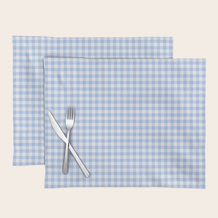 Gingham Plaid Pattern - Natural Sky Blue Placemat Gallery Image 1