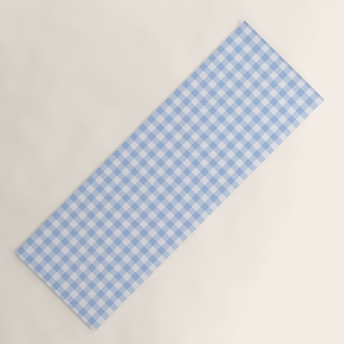 Gingham Plaid Pattern - Natural Sky Blue Yoga Mat Gallery Image 1