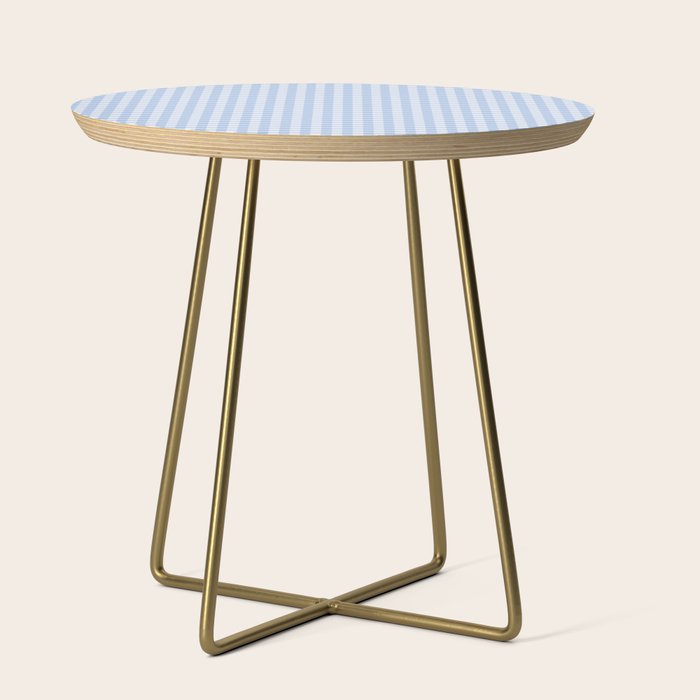 Gingham Plaid Pattern - Natural Sky Blue Side Table Gallery Image 1