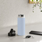 Gingham Plaid Pattern - Natural Sky Blue Water Bottle Gallery Image 4