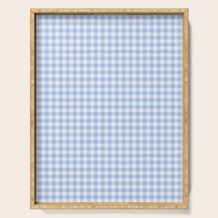 Gingham Plaid Pattern - Natural Sky Blue Serving Tray Gallery Image 1