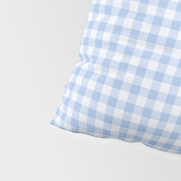 Gingham Plaid Pattern - Natural Sky Blue Pillow Sham Gallery Image 4