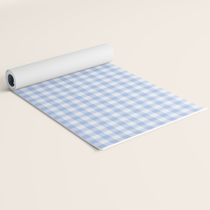 Gingham Plaid Pattern - Natural Sky Blue Yoga Mat Gallery Image 2