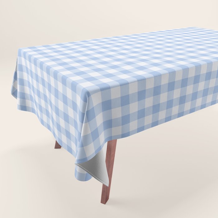 Gingham Plaid Pattern - Natural Sky Blue Tablecloth Gallery Image 1