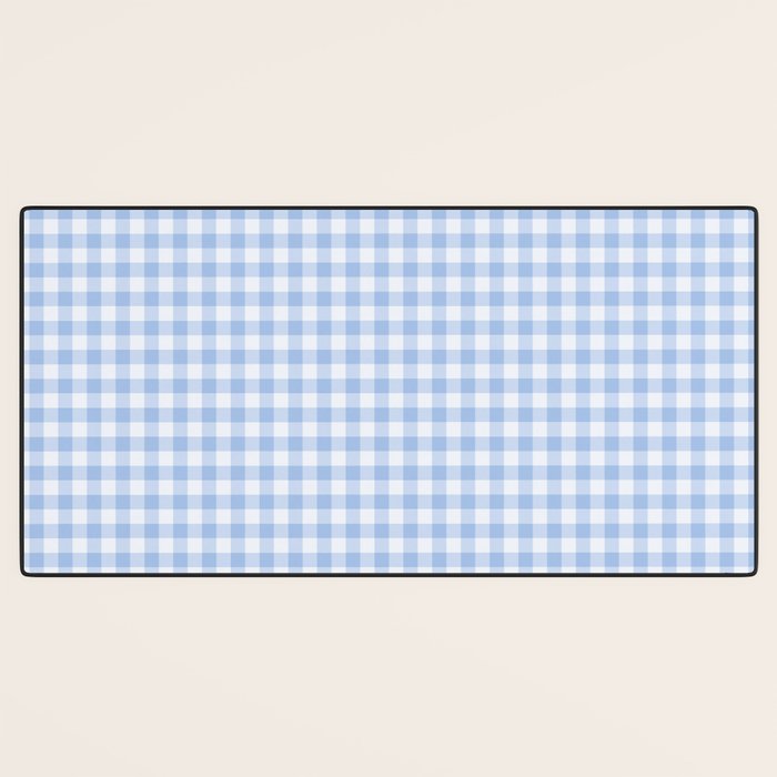 Gingham Plaid Pattern - Natural Sky Blue Desk Mat Gallery Image 3
