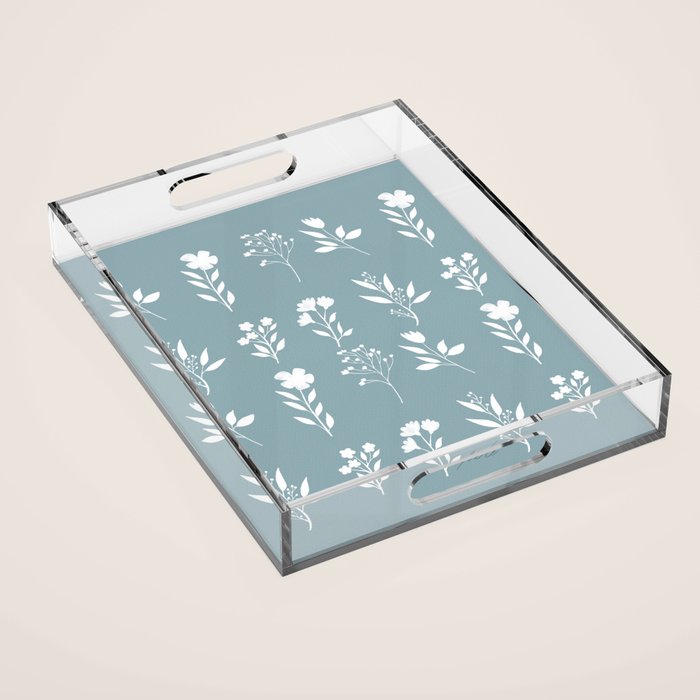 White Flower Pattern_05 Acrylic Tray Gallery Image 1