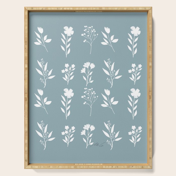 White Flower Pattern_05 Serving Tray Gallery Image 1