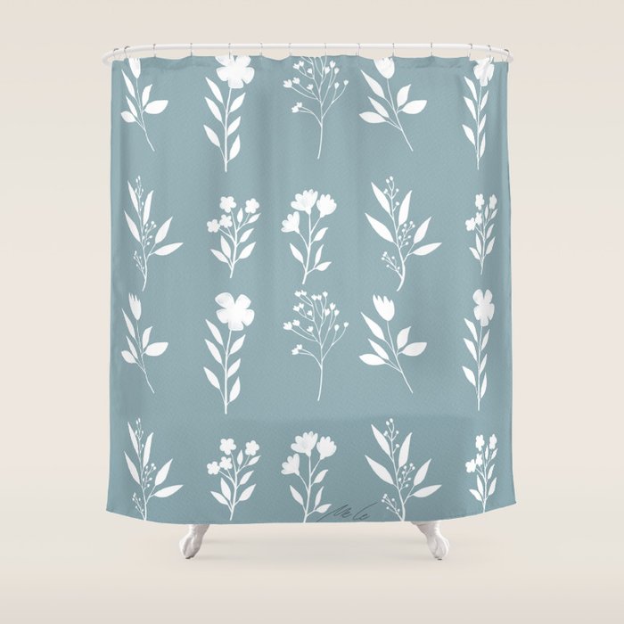 White Flower Pattern_05 Shower Curtain Gallery Image 1