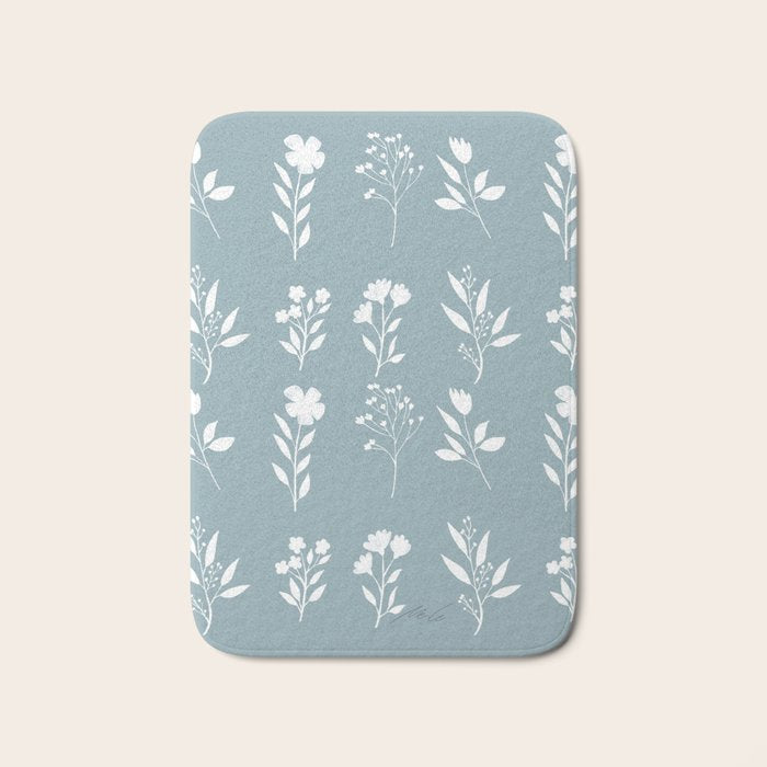 White Flower Pattern_05 Bath Mat Gallery Image 1