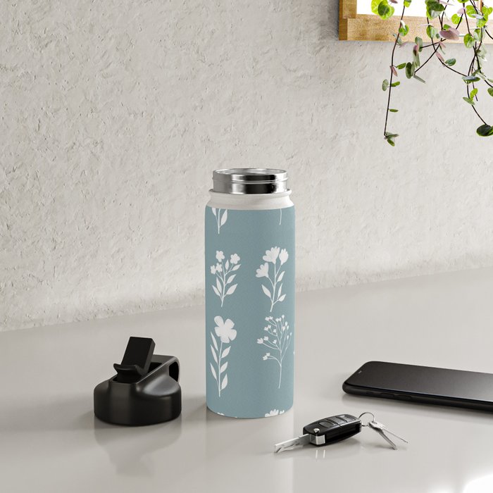White Flower Pattern_05 Water Bottle Gallery Image 4