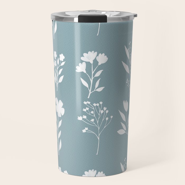White Flower Pattern_05 Travel Mug Gallery Image 1
