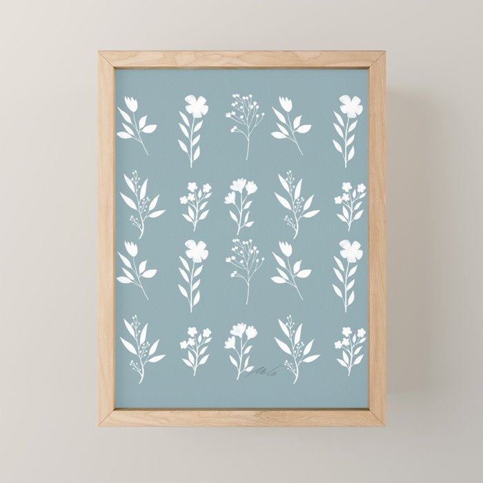 White Flower Pattern_05 Mini Art Print Gallery Image 1