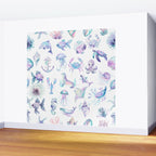 Colorful Water Colors Of Various Sea Animals Pattern Wall Mural Gallery Image 2