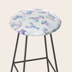 Colorful Water Colors Of Various Sea Animals Pattern Stool Gallery Image 2