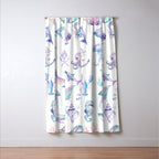 Colorful Water Colors Of Various Sea Animals Pattern Window Curtain Gallery Image 3