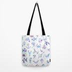 Colorful Water Colors Of Various Sea Animals Pattern Tote Bag Gallery Image 2
